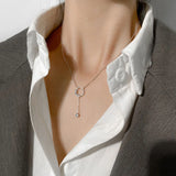 925 Sterling Silver Zircon Tassel Pendant Necklace