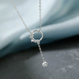 925 Sterling Silver Zircon Tassel Pendant Necklace