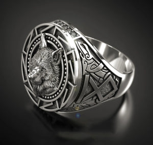 925 Silver Retro Wolf Totem Thai Warrior Ring