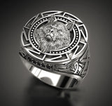925 Silver Retro Wolf Totem Thai Warrior Ring