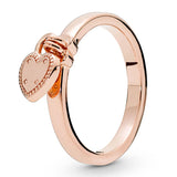 925 Silver Ring Rose Love Lock Heart Rings For Women Wedding Party