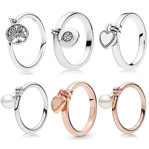925 Silver Ring Rose Love Lock Heart Rings For Women Wedding Party