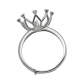 925 Silver Crown Ring Setting for 13mm Round Beads Adjustable Size