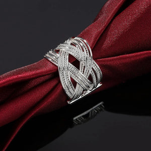 925 Silver Interwoven Open Ring For Women