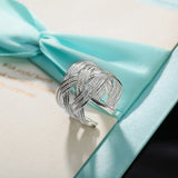 925 Silver Interwoven Open Ring For Women