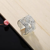 925 Silver Interwoven Open Ring For Women