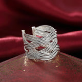 925 Silver Interwoven Open Ring For Women