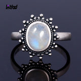 925 Silver Sun Moonstone Retro Wedding Ring