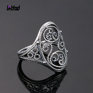925 Silver Vintage Hollow Carving Ring for Women Wedding Anniversary Gift