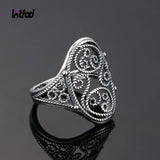925 Silver Vintage Hollow Carving Ring for Women Wedding Anniversary Gift