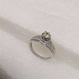 Sterling Silver CZ Engagement Ring, Rhodium Plated