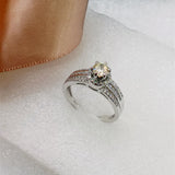 Sterling Silver CZ Engagement Ring, Rhodium Plated