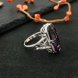 925 Silver Large Amethyst Ring for Women Finger