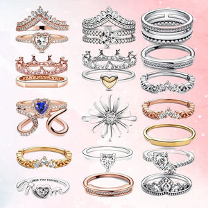925 Silver Rings Daisy Bone Wish CZ Finger Rings Women Wedding Statement
