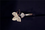 Sterling Silver Butterfly Zircon Open Ring for Women