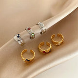 925 Silver Zircon Plated Rings For Women Opening Anillos