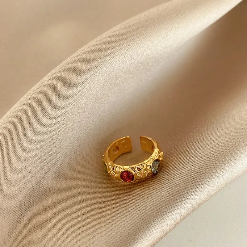 925 Silver Zircon Plated Rings For Women Opening Anillos