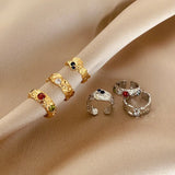925 Silver Zircon Plated Rings For Women Opening Anillos