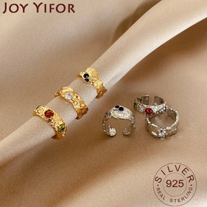 925 Silver Zircon Plated Rings For Women Opening Anillos
