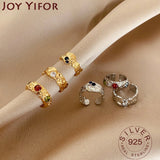 925 Silver Zircon Plated Rings For Women Opening Anillos