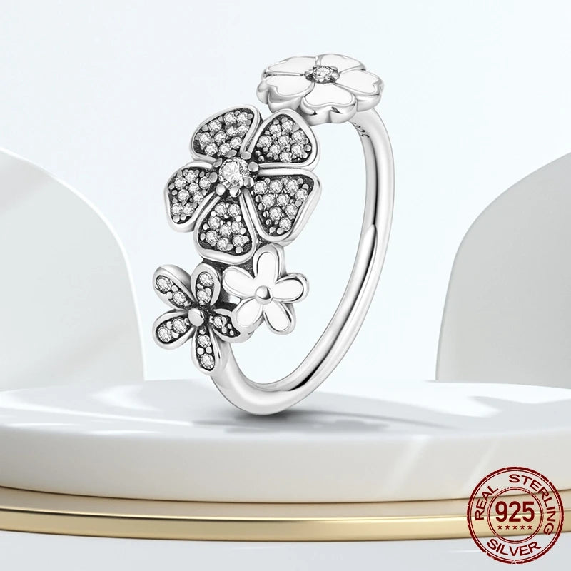 925 Silver Zircon Staggered Rings for Women Jewelry