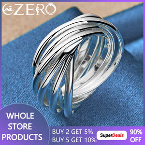 925 Sterling Silver Circle Ring Wedding Engagement Party Jewelry