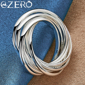 925 Sterling Silver Circle Ring Wedding Engagement Party Jewelry