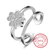 925 Silver Lucky Clover Multi-layer Resizable Ring