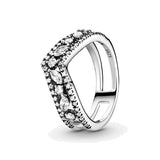 925 Silver Rings Women Crown Love Heart Wishbone Engagement Wedding Crystal Ring