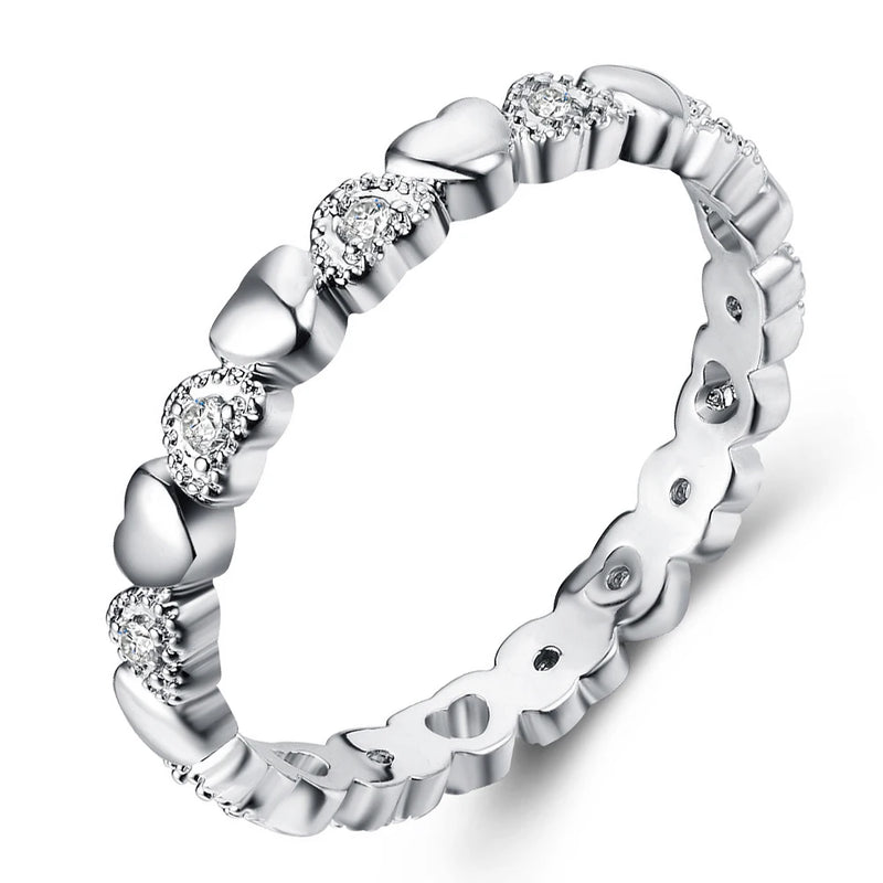 925 Silver Rings Women Crown Love Heart Wishbone Engagement Wedding Crystal Ring