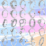 925 Silver Rings Women Crown Love Heart Wishbone Engagement Wedding Crystal Ring