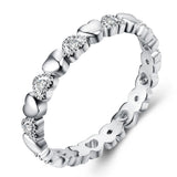 925 Silver Rings Women Crown Love Heart Wishbone Engagement Wedding Crystal Ring