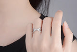 925 Silver Cross CZ Zirconia Resizable Rings bague femme S-R216