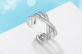 925 Silver Cross CZ Zirconia Resizable Rings bague femme S-R216