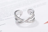 925 Silver Cross CZ Zirconia Resizable Rings bague femme S-R216