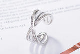 925 Silver Cross CZ Zirconia Resizable Rings bague femme S-R216