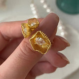 925 Silver Pearl Ring for Women - Hollow Flower Retro Design