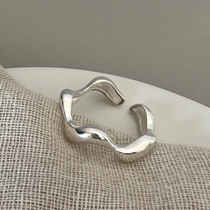 925 Silver Pearl Wave Rings for Women Girl