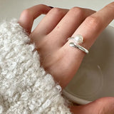 925 Silver Pearl Wave Rings for Women Girl