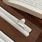 925 Silver Pearl Wave Rings for Women Girl