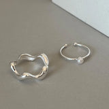 925 Silver Pearl Wave Rings for Women Girl