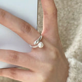 925 Silver Pearl Wave Rings for Women Girl