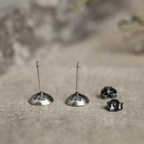 925 Silver Rivets Stud Earrings Gothic Wedding Jewelry
