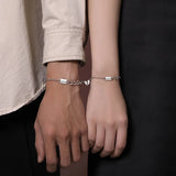 925 Silver Romantic Love Chain Couple Bracelet Platinum Plating Jewelry
