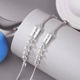 925 Silver Romantic Love Chain Couple Bracelet Platinum Plating Jewelry