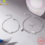 925 Silver Romantic Love Chain Couple Bracelet Platinum Plating Jewelry