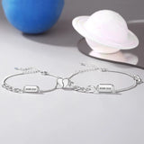 925 Silver Romantic Love Chain Couple Bracelet Platinum Plating Jewelry