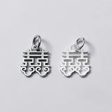 925 Silver Romantic Couple Chinese Happiness Charms Blessing Dangle Pendant