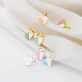 925 Silver Pink&Blue Heart Charms Small Choker Bracelet Pendants DIY Jewelry