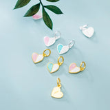 925 Silver Pink&Blue Heart Charms Small Choker Bracelet Pendants DIY Jewelry